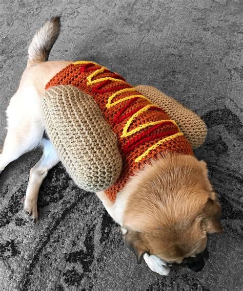 Hotdog sweater dog costume crochet dog sweater puppy shirt Etsy