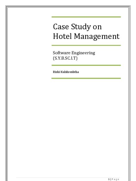 Hotel Management - Case Study PDF Database Transaction