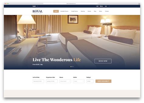 Hotel management system website template.  Flexible booking options on mos...