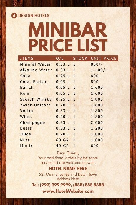 Hotel mini bar price list. pdf), Text File (.  To avoid unpleasant SOFT DRINKSLife ...