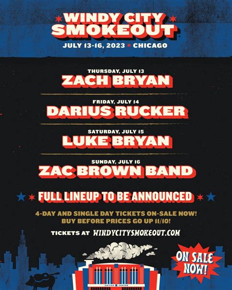 The 2016 Windy City Smokeout, July 15-17 on Grand Avenue near the Chicago River (560 W. Grand). One-day passes start at $30; three-day passes start at $110. For complete information and to ...