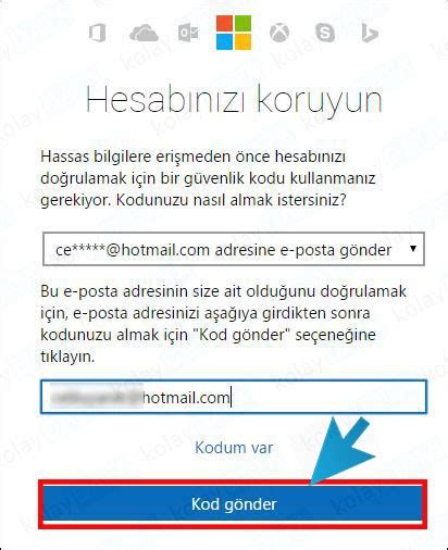 Hotmail adresi şifre değiştirme