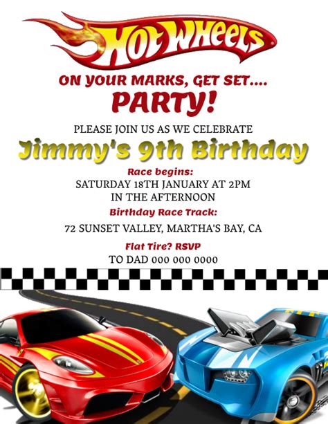 Hotwheels Birthday Invitation Template Postermywall