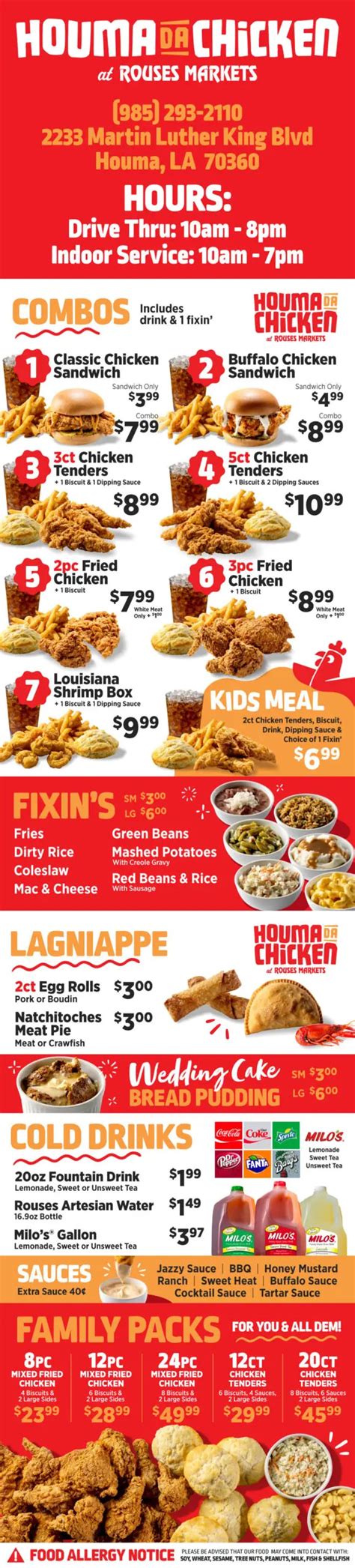 Houma da chicken menu. 'Houma Da Chicken:’ Rouses Markets introduces drive-thru chicken restaurant to grocery store - New Orleans CityBusiness https://neworleanscitybusiness.com 