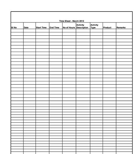 Hour Sheet Template