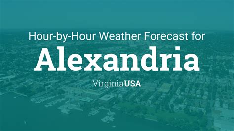 Lat: 38.85°N Lon: 77.03°W Elev: 13ft. A Few Clouds 54°F 12°C More Information: Local Forecast Office More Local Wx 3 Day History Mobile Weather Hourly Weather Forecast Extended Forecast for Alexandria VA Overnight Partly Cloudy Low: 48 °F Wednesday Increasing Clouds High: 70 °F Wednesday Night Partly Cloudy Low: 50 °F Thursday Sunny High: 75 °F. 