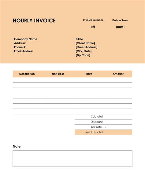 Hourly Invoice Template Excel Database