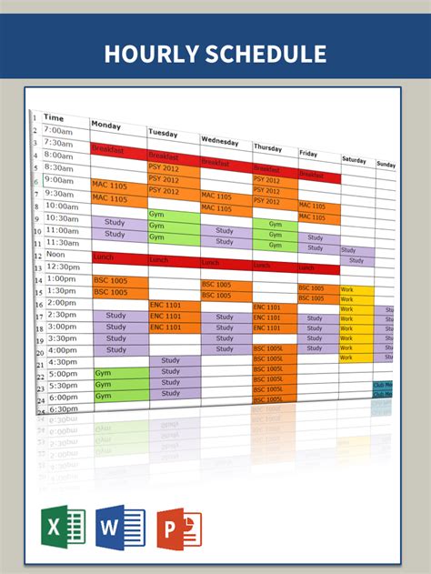 Hourly Schedule Template Excel Collection