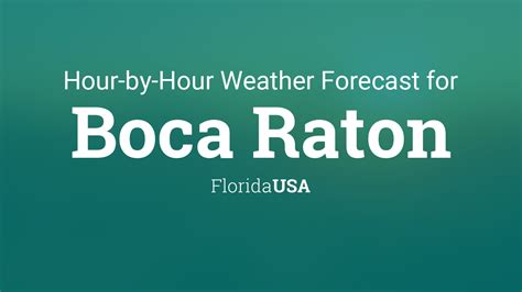 Hourly weather boca raton florida. 7-hour rain and snow forecast for Boca Raton, FL with 24-hour rain accumulation, radar and satellite maps of precipitation by Weather Underground. 