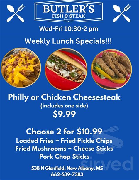 Hours this week! Thurs: 11-3 pm... - Butler’s Fish & Steak