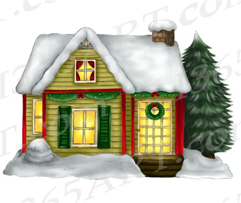 House Christmas Clipart - Etsy