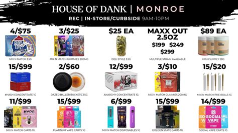 House of dank monroe google reviews. HOUSE OF DANK CENTER LINE REC DELIVERY. Delivery. Order online. Recreational. Supports the Black community. 4.5. ( 205 reviews) ·. Free delivery · $35.00 minimum. 