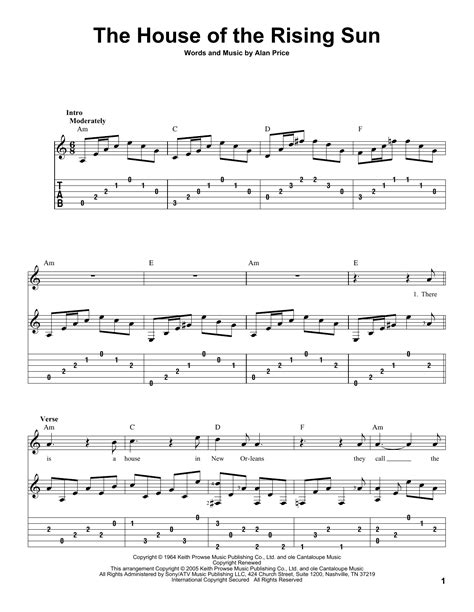 House of the rising sun guitar tab. Mar 31, 2018 · Create and get +5 IQ. House of the Rising Sun - The Animals Tab by Nathan Lambert, based on the tab by Chayes. I made the tab more compact so I could see the lyrics better, but I left the intro chords as an example of the picking pattern. The *'s are where you should be keeping time somehow! 