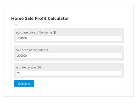 House sale profit calculator. Owner title policy: 0.6–0.9% of sale price. ... You may also qualify for an exemption on up to $250,000 (individual) or $500,000 (married couple) of your profit. You won’t pay any capital gains taxes at closing. Instead, you’ll pay the IRS later if you owe. ... Calculators Real Estate Commission Calculator Loan Calculator: ... 