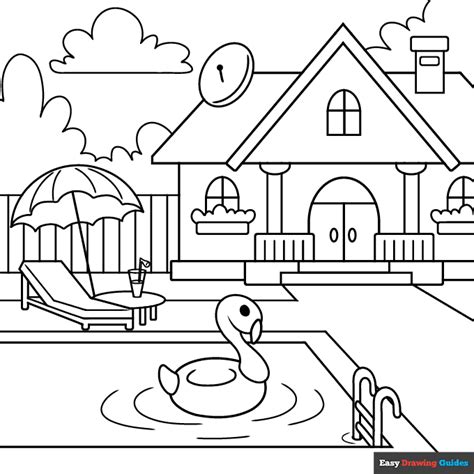 House with a Pool Coloring Pages Free Printable Coloring Pages
