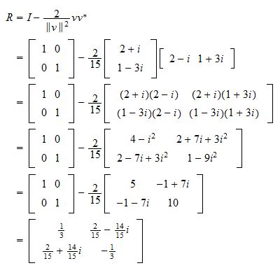 Householder matrix calculator.  The initial matrix is reduced to upper triangular for...