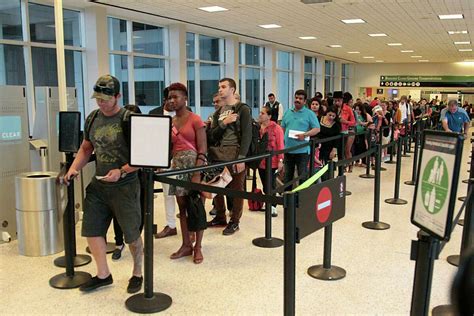 Houston intercontinental airport security wait times. 6 pm - 7 pm. 16 m. 7 pm - 8 pm. 0 m. 8 pm - 9 pm. 0 m. * Wait times are estimates, subject to change, and may not be indicative of your experience. Check the current security wait times at Austin-Bergstrom International airport in Austin, TX. 