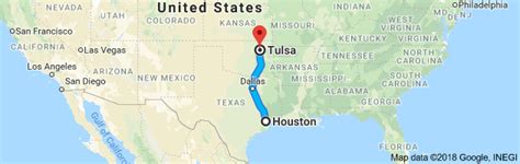  Halfway Point Between Houston, TX and Tulsa, OK. If you want to meet halfway between Houston, TX and Tulsa, OK or just make a stop in the middle of your trip, the exact coordinates of the halfway point of this route are 32.876377 and -96.758644, or 32º 52' 34.9572" N, 96º 45' 31.1184" W. . 