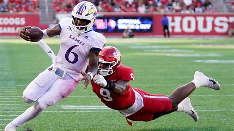 Live scores from the Kansas and Houston FBS Football game, including box scores, individual and team statistics and play-by-play. Kansas vs Houston Football Game Summary - September 17th, 2022 ... . 
