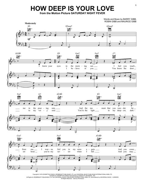 How Deep Is Your Love Sheet Music Direct