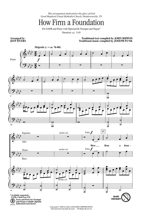 How Firm a Foundation Sheet Music Direct