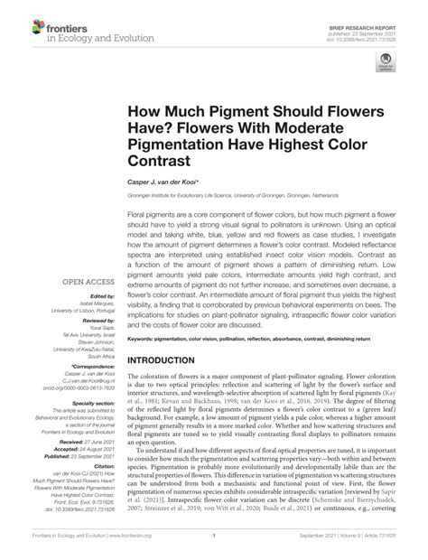 How Much Pigment Should Flowers Have? Flowers With Moderate ...