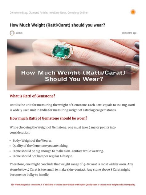 How Much Weight (Ratti/Carat) should you wear?