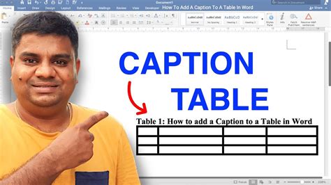 How To Add A Caption To A Table In Word - YouTube