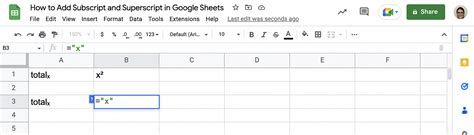 How To Add Subscript and Superscript In Google Sheets