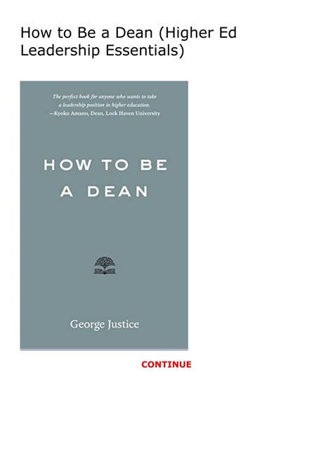 How To Be A Dean Higher Ed Leadership Essentials