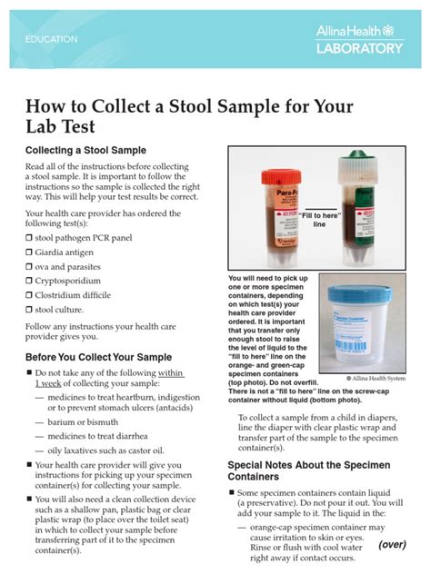 How To Collect A Stool Sample For Your Lab Test PDF Human Feces