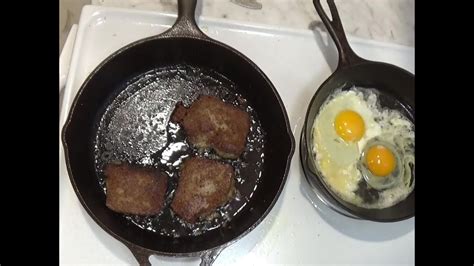 How To Cook Scrapple In Cast Iron - YouTube