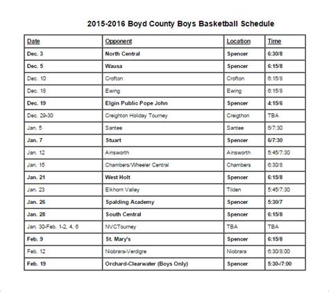 How To Create A Basketball Schedule Template In 2023 Free Sample
