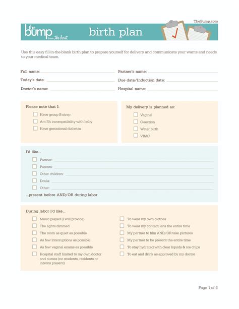 How To Create A Birth Plan Free Printable Birth Plan Checklist