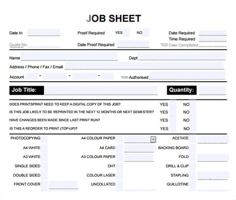 How To Create A Service Job Sheet Template In 2023 Free Sample