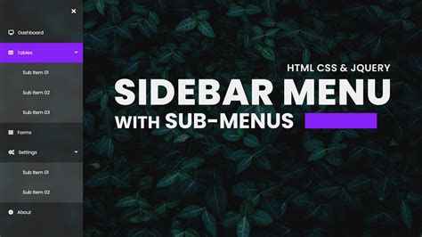 How To Create A Very Simple Hidden Sidebar Menu In Html Css Js Add