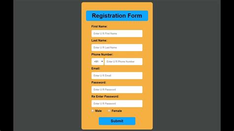 How To Create Registration form using html and css YouTube