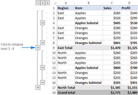 How To Create Roll Up Rows In Excel