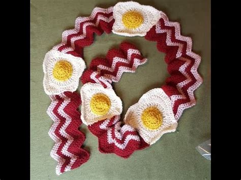 How To Crochet Bacon and Eggs Scarf Tutorial YouTube