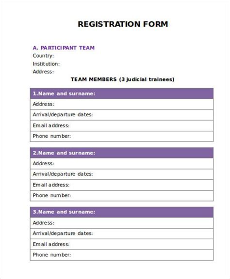 How To Customize A Registration Form Template Ms Word