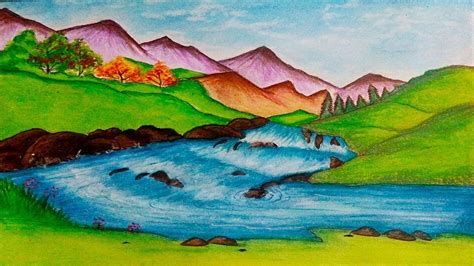 How To Draw A Beautiful Natural Scenery Step By Step Drawing