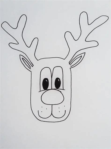 How To Draw A Cartoon Reindeer Face Birch And Button
