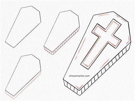 How To Draw A Coffin Step By Step