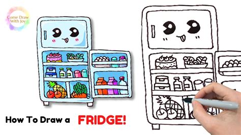 How To Draw A Fridge Step By Step Draw a large rectangle connecting
