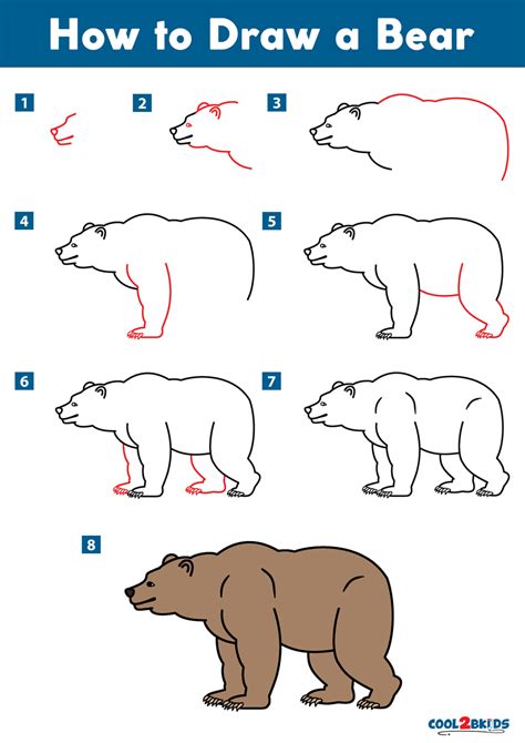 How To Draw A Grizzly Bear Step By Step Easy Drawing Guides Drawing