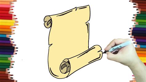 How To Draw A Parchment step by step. YouTube