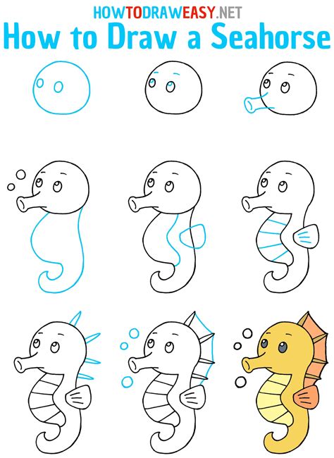 How To Draw A Seahorse Easy Step By Step At Drawing Tutorials Vrogue