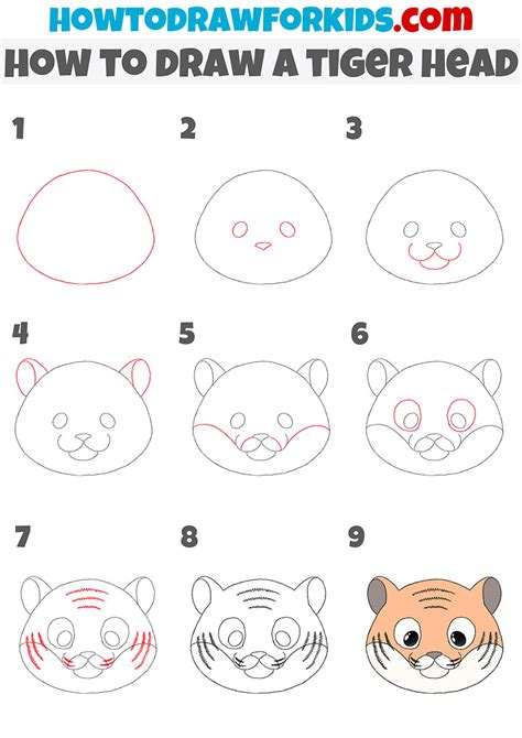 How To Draw A Tiger Head Easy Step By Step