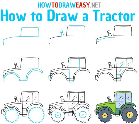 How To Draw A Tractor Step By Step Easy at Drawing Tutorials