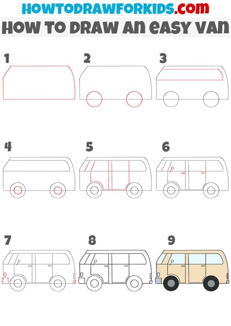 How To Draw A Van Step By Step Easy Drawing